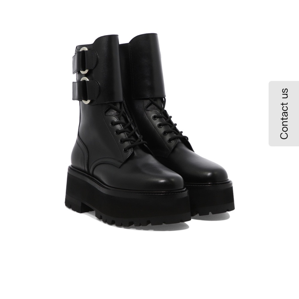 CELINE lace up with cuff chunky combat boots